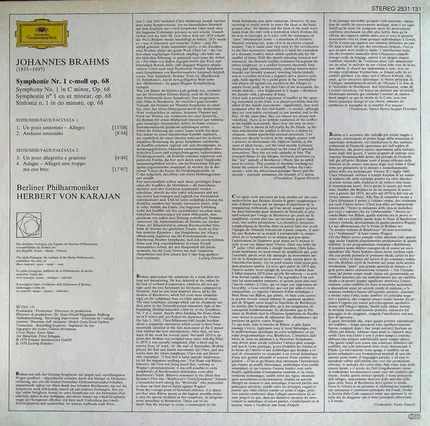 Johannes Brahms - Berliner Philharmoniker , Herbert von Karajan - Symphonie No .1