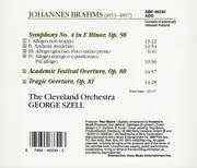 CD - Johannes Brahms , The Cleveland Orchestra , George Szell - Symphony 4 / Academic Festival Overture / Tragic Overture