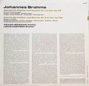 Johannes Brahms - Sonaten Für Violine Und Klavier Nr.1 G-Dur Op.78, Nr.2 A-Dur Op.100