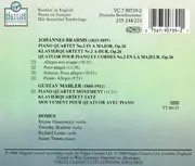 CD - Brahms / Mahler / Domus Quartett - Klavierquartett Nr. 2 A-Dur Op. 26 = Piano Quartet No. 2 In A Major / Klavierquartett Satz = Piano Quartet Movement