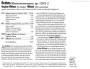 CD - Brahms / Vaughan Williams / Milhaud - Klarinettensonaten / Six Studies / Duo Concertant