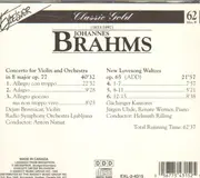 CD - Johannes Brahms - Concerto For Violin And Orchestra In E Major Op. 77 · New Lovesong Waltzes Op. 65