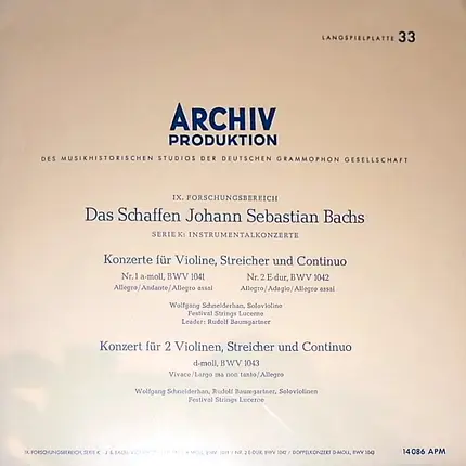 Bach - 'Das Schaffen Johann Sebastian Bachs