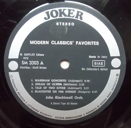 John Blackinsell Orchestra - Modern Classics' Favorites