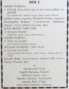LP - John Blow , Matthew Locke , Henry Purcell And Pelham Humfrey / The English Baroque Soloists , The M - Music For The Chapel Royal Of England - Inserts included.