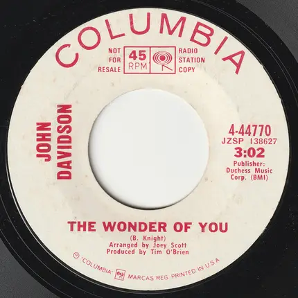 John Davidson - Words / The Wonder Of You
