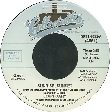 John Gary - Sunrise, Sunset / Soon I'll Wed My Love