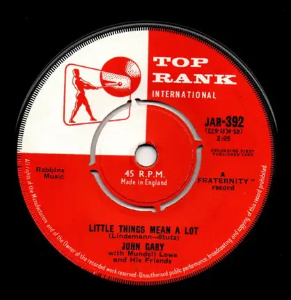 John Gary With Mundell Lowe And His Friends - Little Things Mean A Lot