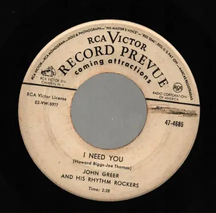 John Greer & His Rhythm Rockers - Lonesome And Blue / I Need You
