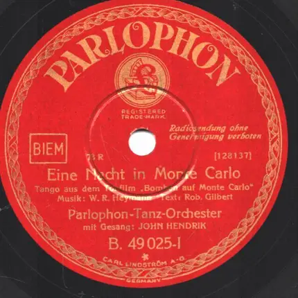 John Hendrik - Eine Nacht In Monte Carlo / Das Ist Die Liebe Der Matrosen