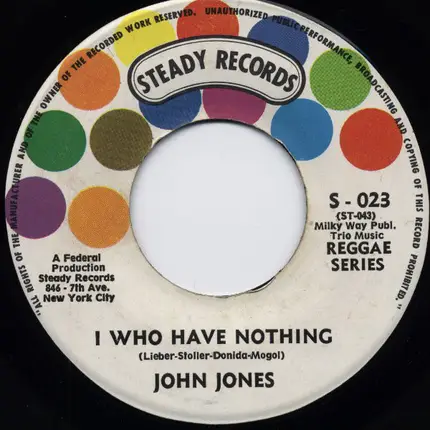 John Jones - I Who Have Nothing / Think Twice My Love