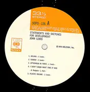 LP - John Lewis - Statements And Sketches For Development - INSERT