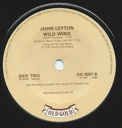 John Leyton - Johnny Remember Me / Wild Wind
