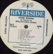 LP - John Runge - A Concert Of English Folk Songs