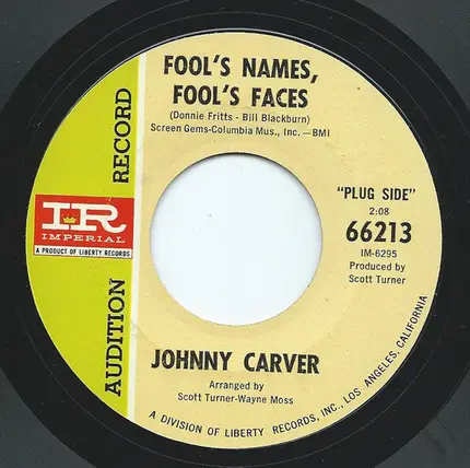 Johnny Carver - Fool's Names, Fool's Faces