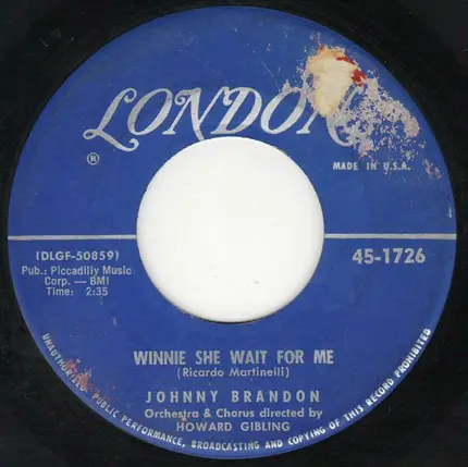 Johnny Brandon - Rainbow Kisses / Winnie She Wait For Me