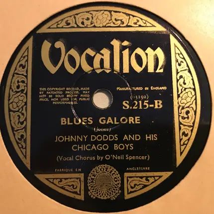 Johnny Dodds And His Chicago Boys - 29th And Dearborn / Blues Galore