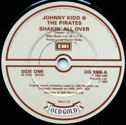 Johnny Kidd & The Pirates - Shakin' All Over / I'll Never Get Over You