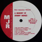 LP - Johnny Hodges - A Memory Of Johnny Hodges