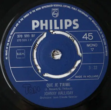 Johnny Hallyday - Que Je T'aime / Voyage Au Pays Des Vivants