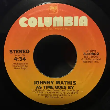 Johnny Mathis / Jane Olivor - Last Time I Felt Like This / As Time Goes By