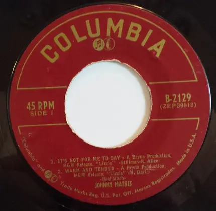 Johnny Mathis - Songs From 'Lizzie' And Other Favorites