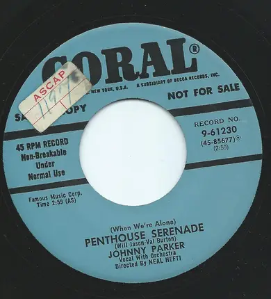 Johnny Parker - Lover / (When We're Alone) Penthouse Serenade
