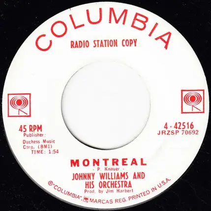 Johnny Williams And His Orchestra - Montreal / Tuesday's Theme