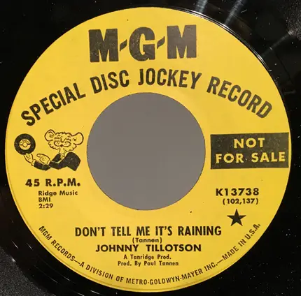Johnny Tillotson - Don't Tell Me It's Raining