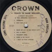 LP - Johnny Williams & The Singing Cowboys - A Tribute To Hank Williams