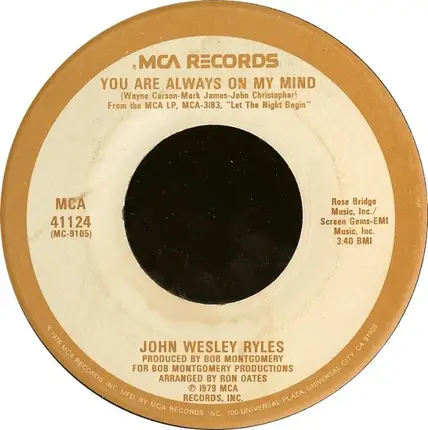 John Wesley Ryles - My Angel Got Her Wings Today / You Are Always On My Mind