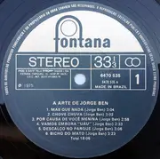 Double LP - Jorge Ben - A Arte De Jorge Ben - Lyric Insert