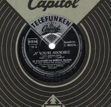 Jo Stafford - 'A' You're Adorable/ Play A Simple Melody