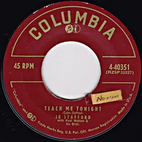 Jo Stafford with Paul Weston And His Orchestra - Teach Me Tonight / Suddenly