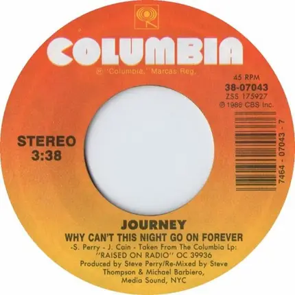 Journey - Why Can't This Night Go On Forever