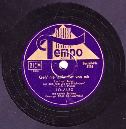 Jo Alex Mit Seinem Orchester - Unter Der Roten Laterne Von St. Pauli / Geh' Nie Mehr Fort Von Mir