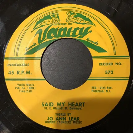 Jo Ann Lear - It's Time To Say Your Prayers / Said My Heart