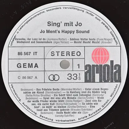 Jo Ment's Happy Sound - Sing' Mit Jo