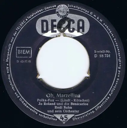 Jo Roland Und Die Benicarlos - In Einer Hafenbar / Oh, Marzellina
