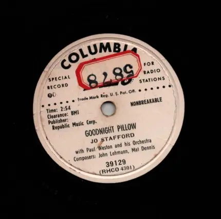 Jo Stafford , Paul Weston And His Orchestra - The Handsome Stranger / Goodnight Pillow