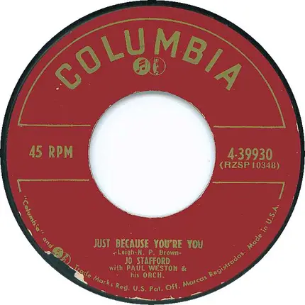 Jo Stafford With Paul Weston And His Orchestra - A Fool Such As I (Now And Then, There's)