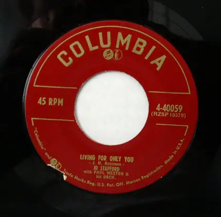 Jo Stafford With Paul Weston And His Orchestra - Cup Of Joy / Living For Only You