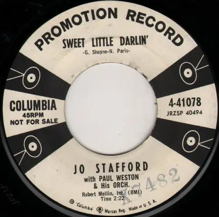 Jo Stafford With Paul Weston And His Orchestra - I'll Buy It / Sweet Little Darlin'