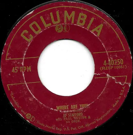 Jo Stafford With Paul Weston And His Orchestra - Thank You For Calling / Where Are You?