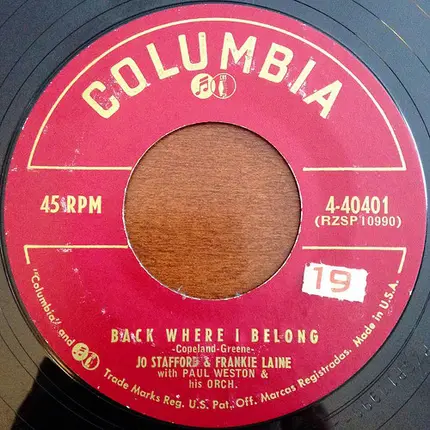 Jo Stafford & Frankie Laine With Paul Weston And His Orchestra - High Society