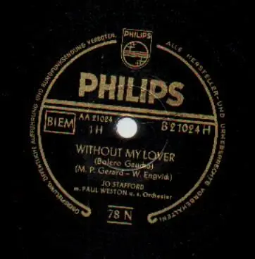 Jo Stafford m. Paul Weston u. s. Orchester - Without My Lover / Smoking My Sad Cigarette
