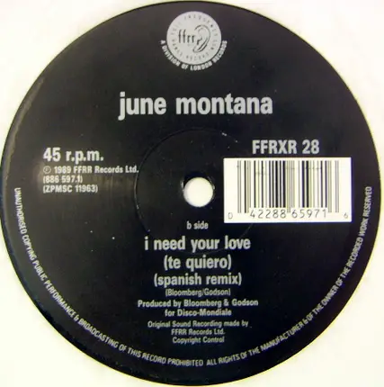 June Montana - I Need Your Love (Te Quiero)