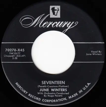June Winters - Isn't It A Shame / Seventeen
