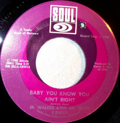 Junior Walker & The All Stars - Cleo's Mood / Baby You Know You Ain't Right