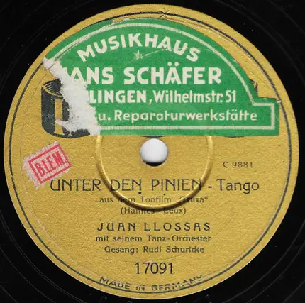 Juan Llossas Und Sein Tanzorchester - Dummes Kleines Ding / Unter Den Pinien
